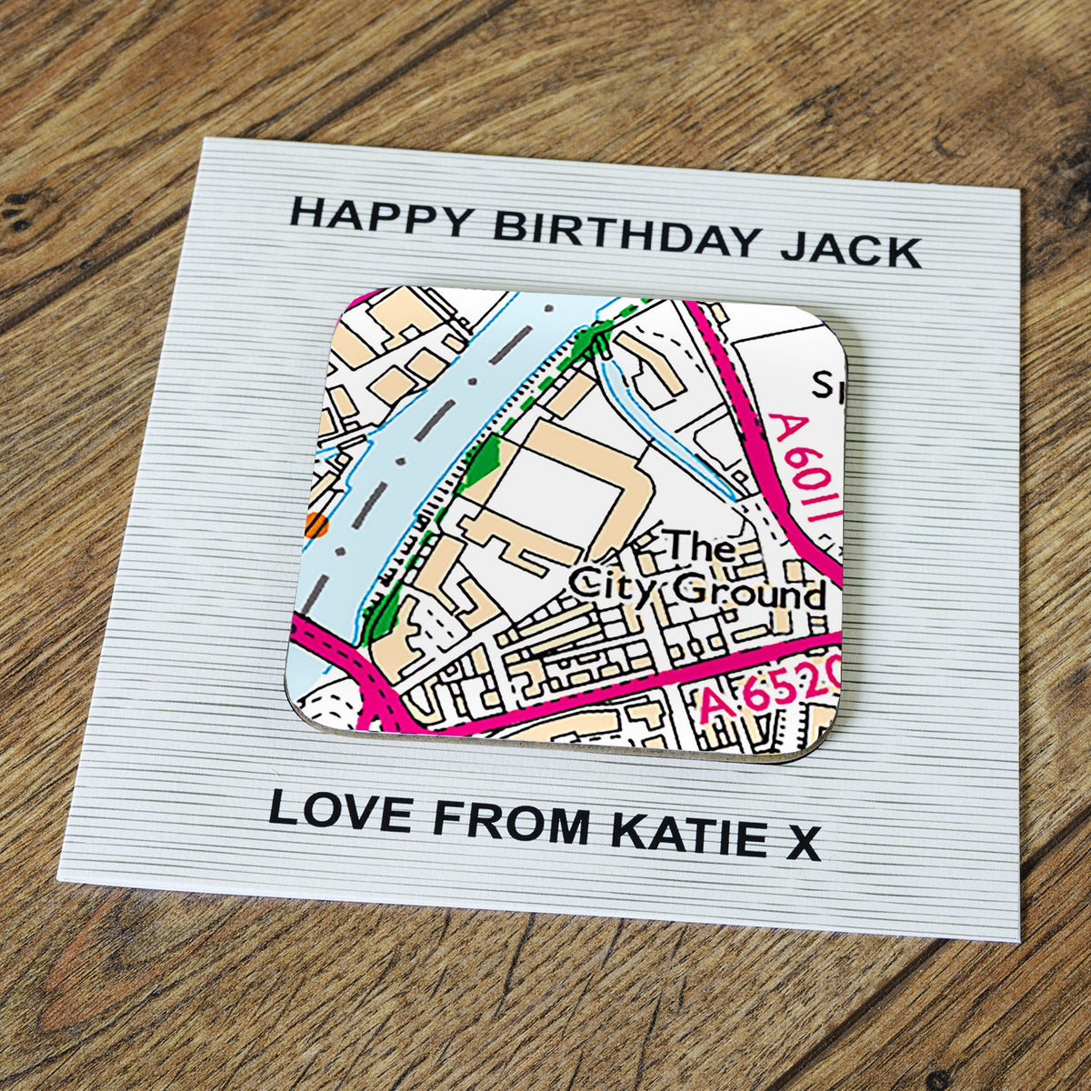 Personalised Nottingham Forest Birthday Card With Coaster