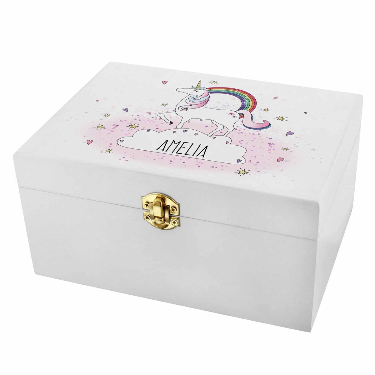 Personalised Unicorn Keepsake Girls Jewellery or Trinket Storage