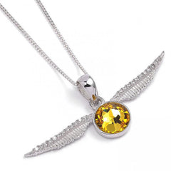 Harry Potter Sterling Silver Golden Snitch Crystal Necklace