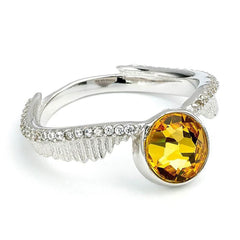 Harry Potter Sterling Silver Golden Snitch Crystal Ring Small