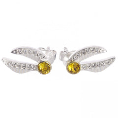 Harry Potter Sterling Silver Golden Snitch Crystal Stud Earrings