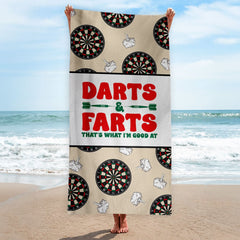 Darts &amp; Farts- Darts Beach Towel - 150cm x 75cm