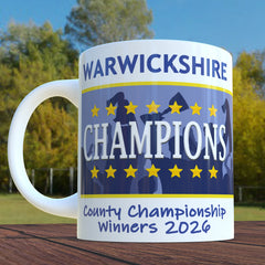 Warwickshire 2026 County Championship Winners Mug. Cricket Winners Cup