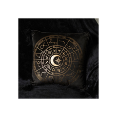 35cm Square Black Astrology Wheel Cushion
