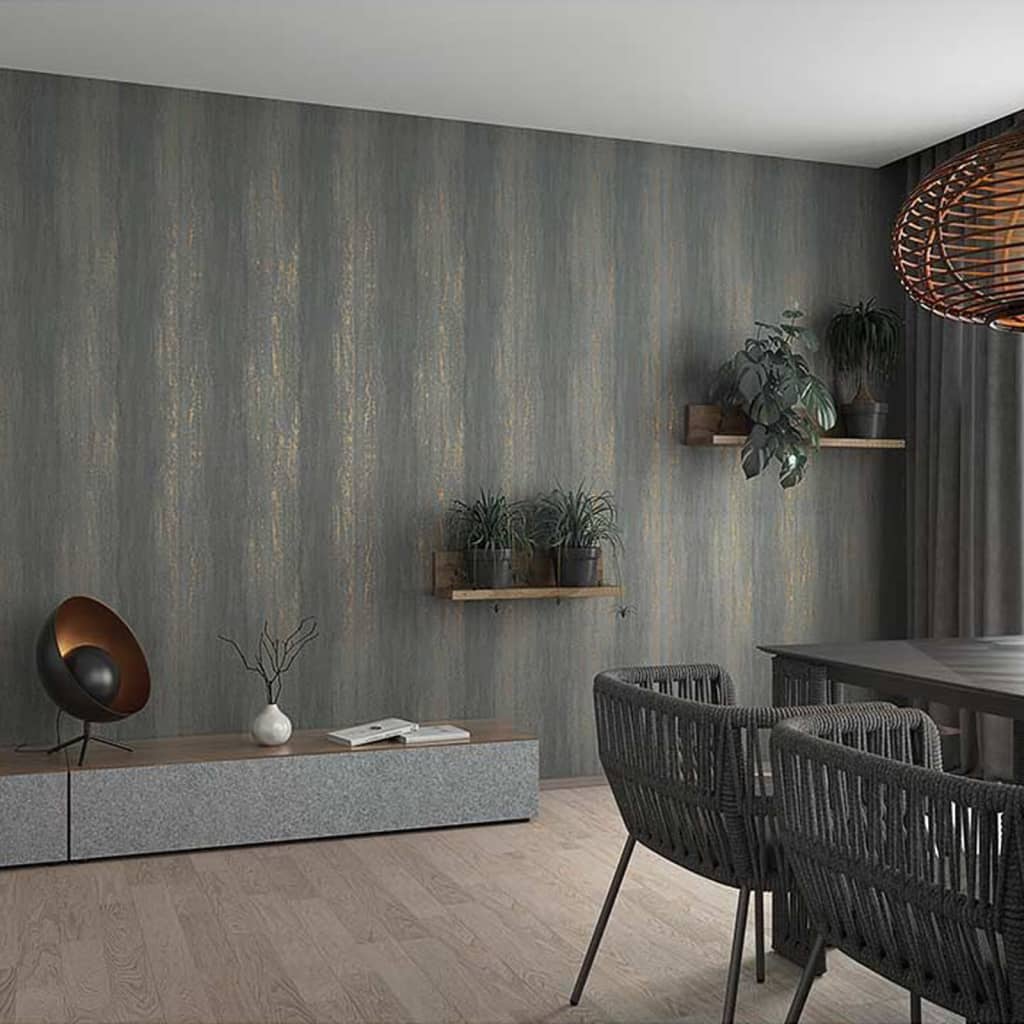 Noordwand Wallpaper Topchic Stripes Effect Metallic Grey