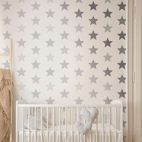 Noordwand Wallpaper Kids @ Home Superstar Silver and White