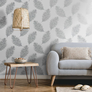 DUTCH WALLCOVERINGS Wallpaper Fawning Feather Light Grey