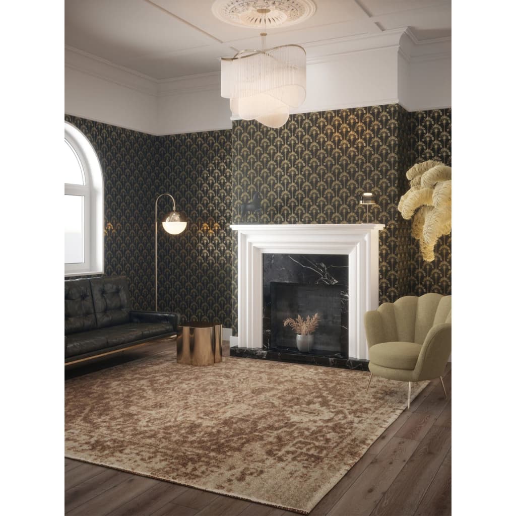 DUTCH WALLCOVERINGS Wallpaper Palm Palace Black and Gold