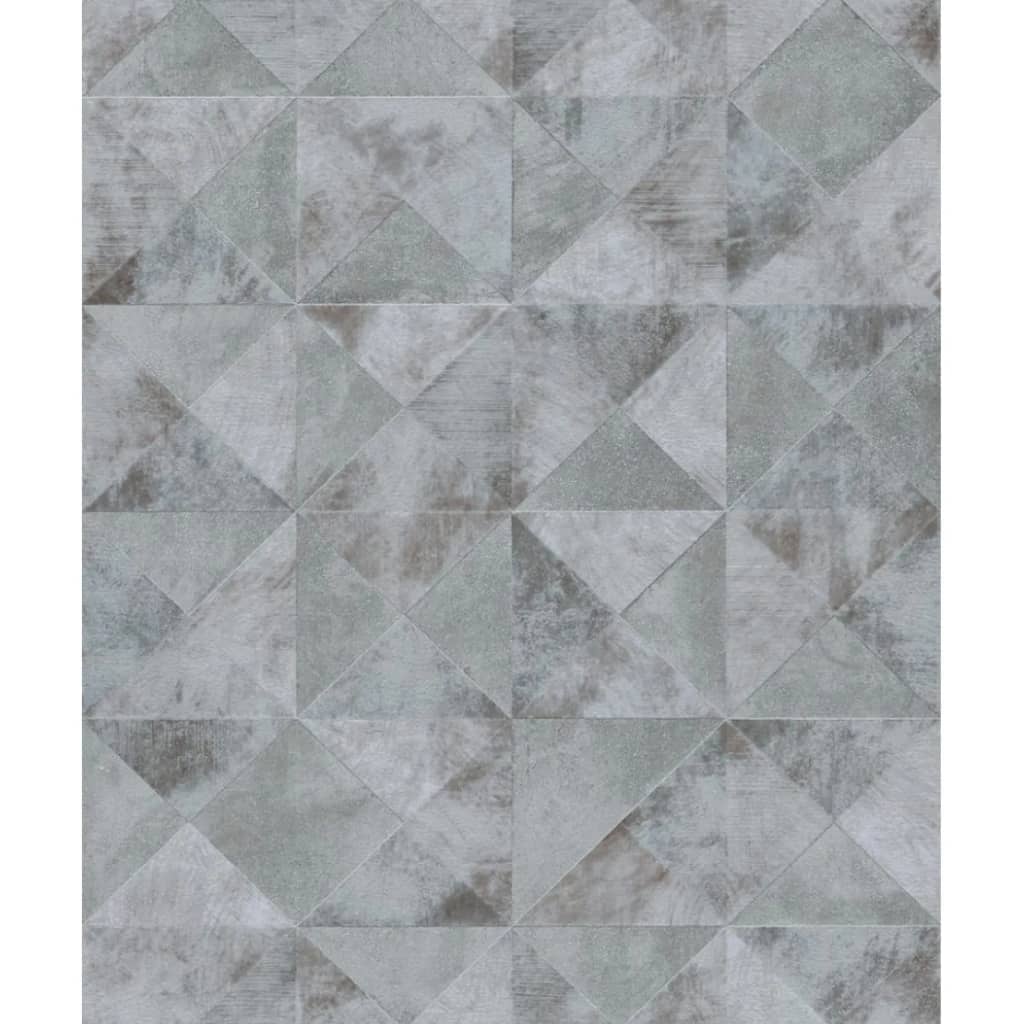 Noordwand Wallpaper Topchic Graphic Shapes Facet Metallic Grey