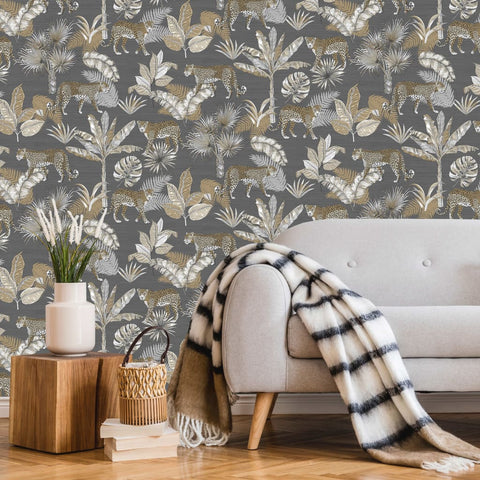 DUTCH WALLCOVERINGS Wallpaper Leopard Grey and Beige