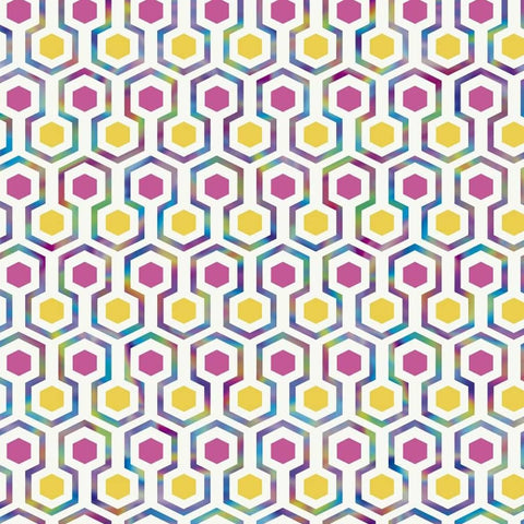 Noordwand Wallpaper Good Vibes Hexagon Pattern Pink and Yellow