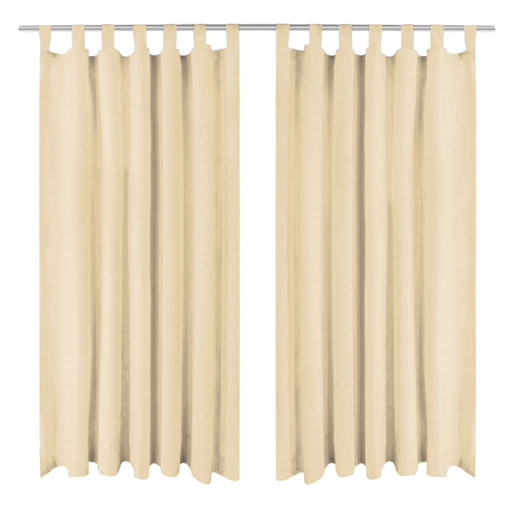 vidaXL Micro-Satin Curtains 2 pcs with Loops 140x175 cm Beige