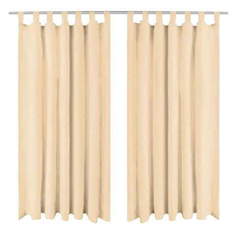 vidaXL Micro-Satin Curtains 2 pcs with Loops 140x175 cm Beige