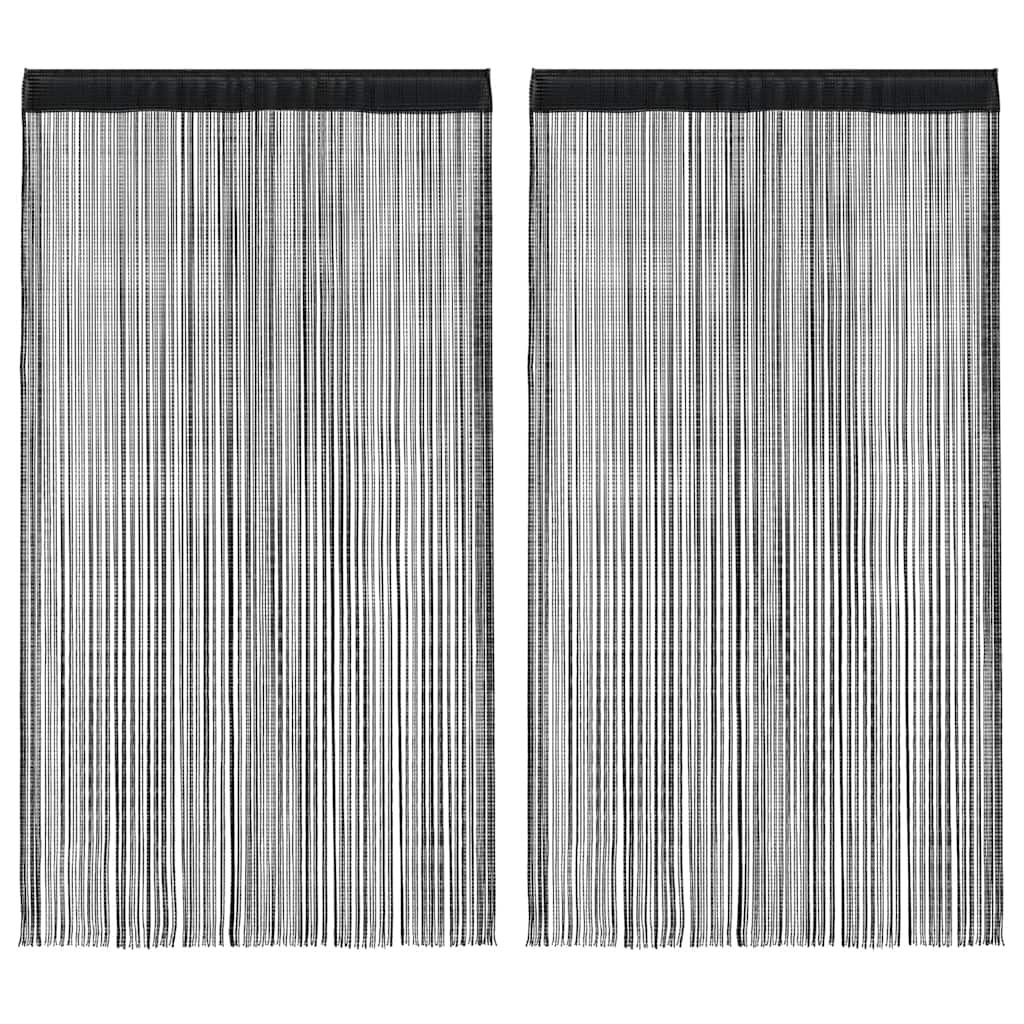 vidaXL String Curtains 2 pcs 140x250 cm Black