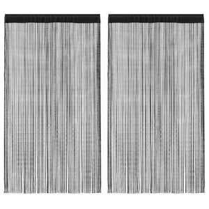 vidaXL String Curtains 2 pcs 140x250 cm Black