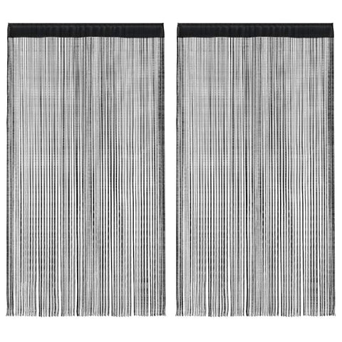 vidaXL String Curtains 2 pcs 140x250 cm Black