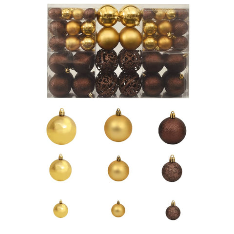 vidaXL 100 Piece Christmas Ball Set 3/4/6 cm Brown/Bronze/Gold