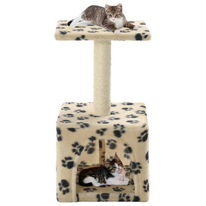 vidaXL Cat Tree with Sisal Scratching Post 55 cm Beige Paw Print