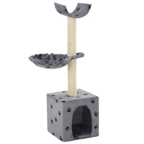 vidaXL Cat Tree with Sisal Scratching Posts 105 cm Paw Prints Grey