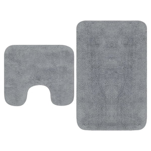 vidaXL Bathroom Mat Set 2 Pieces Fabric Grey