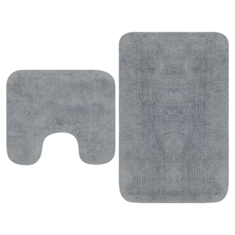 vidaXL Bathroom Mat Set 2 Pieces Fabric Grey