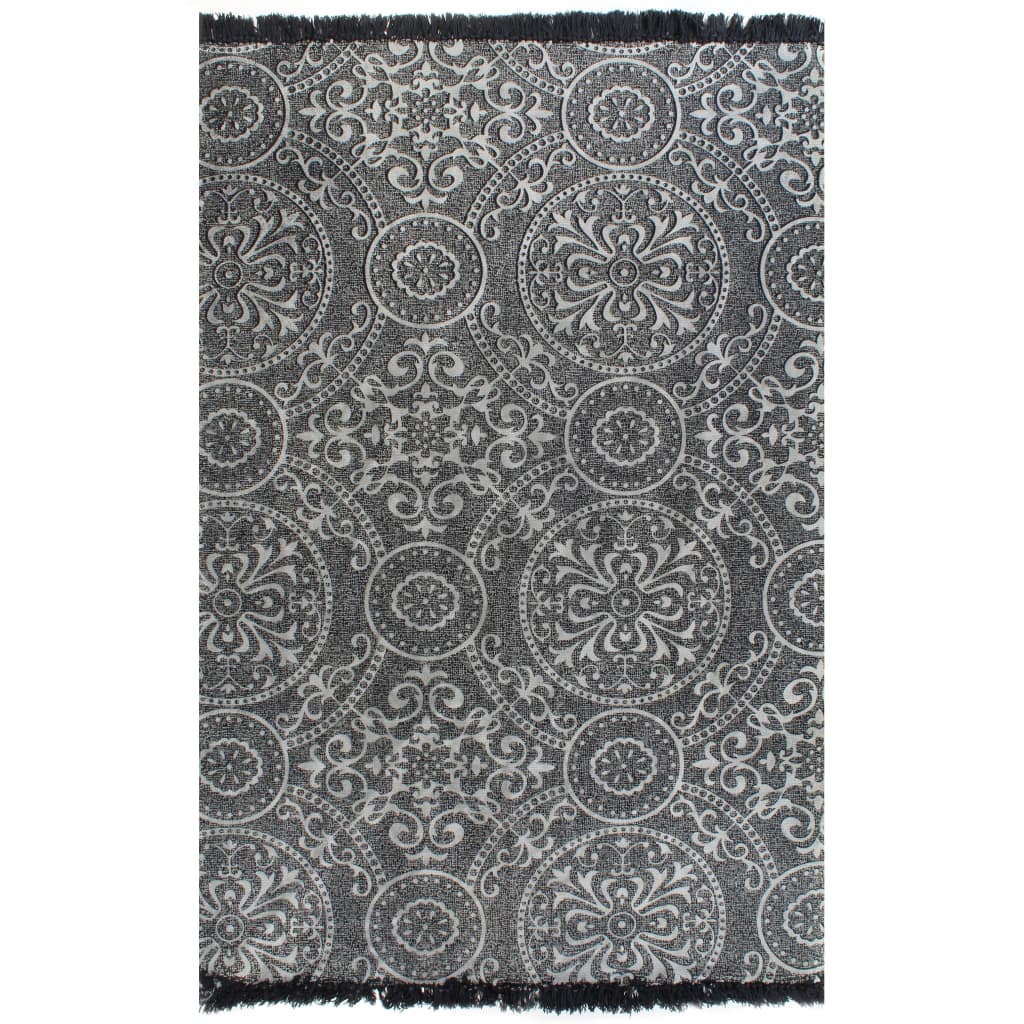 vidaXL Kilim Rug Cotton 120x180 cm with Pattern Grey