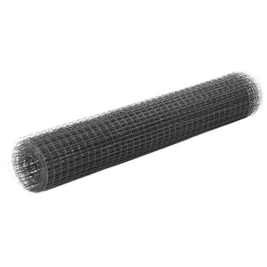 vidaXL Chicken Wire Fence Steel with PVC Coating 10x1 m Grey