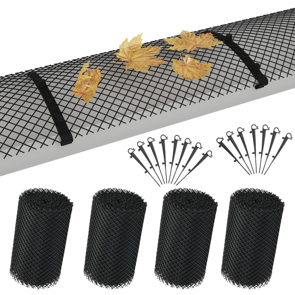 vidaXL 4 Piece Gutter Mesh with Clips HDPE 1.08 Æ?­