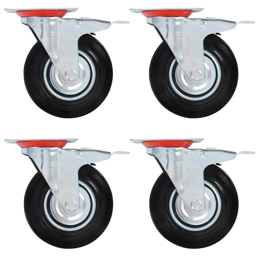 vidaXL Swivel Casters with Double Brakes 4 pcs 125 mm