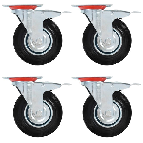 vidaXL Swivel Casters with Double Brakes 4 pcs 125 mm