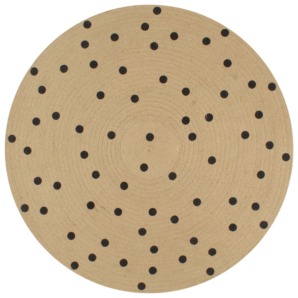 vidaXL Handmade Rug Jute with Print Polka Dot 90 cm