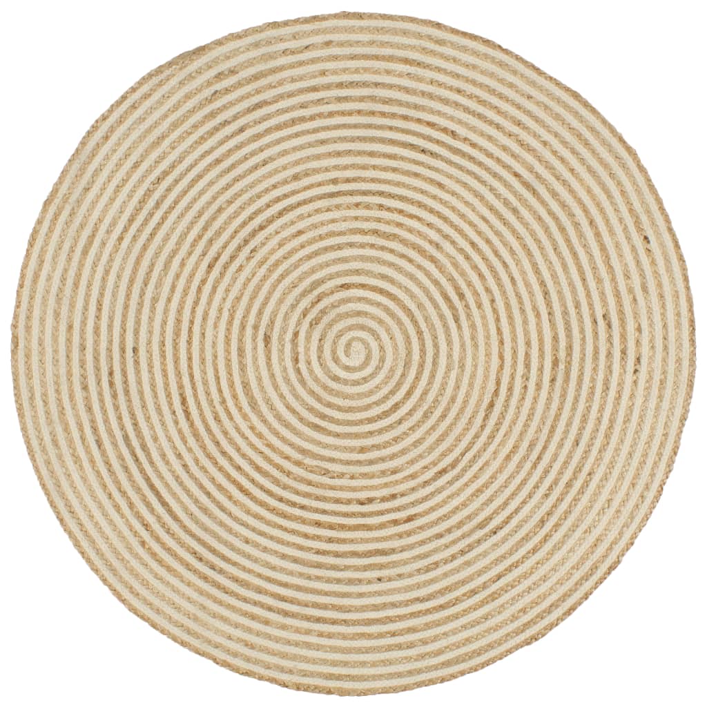 vidaXL Handmade Rug Jute with Spiral Design White 90 cm