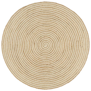 vidaXL Handmade Rug Jute with Spiral Design White 90 cm