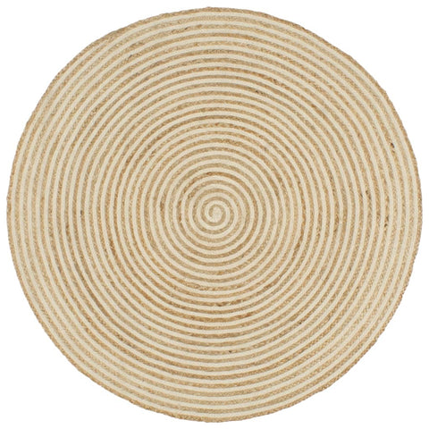 vidaXL Handmade Rug Jute with Spiral Design White 90 cm