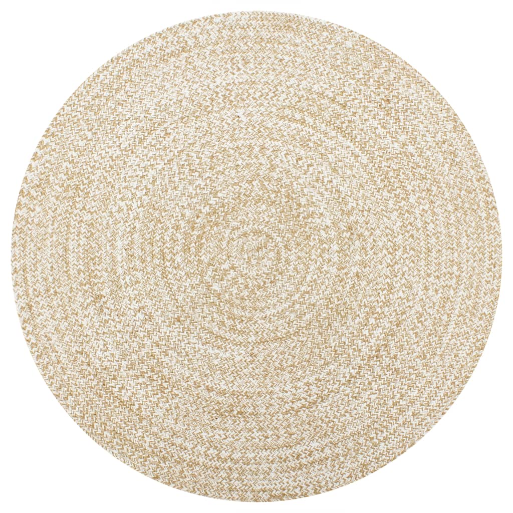 vidaXL Handmade Rug Jute White and Natural 90 cm