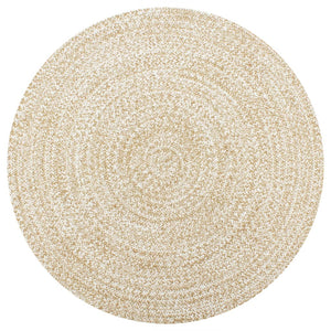 vidaXL Handmade Rug Jute White and Natural 90 cm