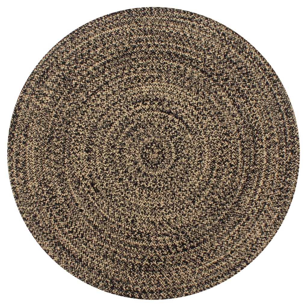 vidaXL Handmade Rug Jute Black and Natural 90 cm