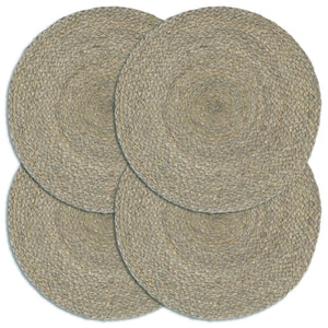 vidaXL Placemats 4 pcs Plain Grey 38 cm Round Jute