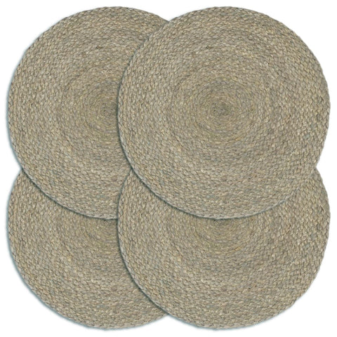 vidaXL Placemats 4 pcs Plain Grey 38 cm Round Jute