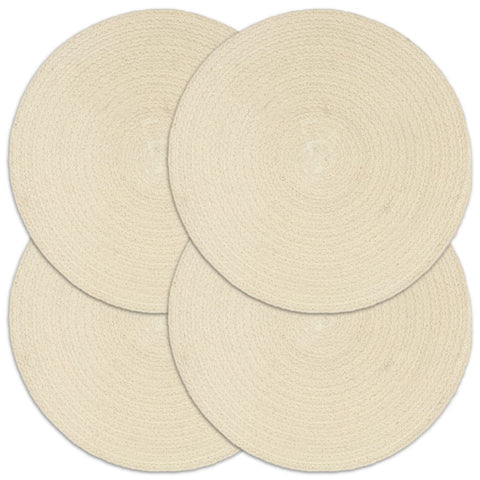 vidaXL Placemats 4 pcs Plain Natural 38 cm Round Cotton