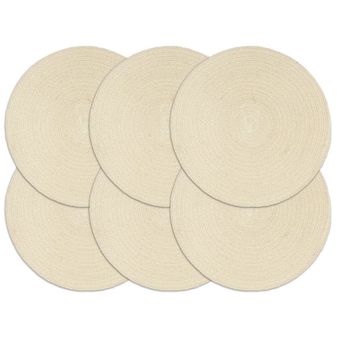 vidaXL Placemats 6 pcs Plain Natural 38 cm Round Cotton