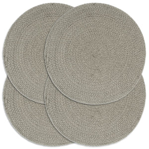 vidaXL Placemats 4 pcs Plain Grey 38 cm Round Cotton