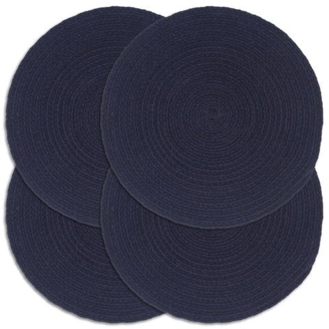 vidaXL Placemats 4 pcs Plain Navy Blue 38 cm Round Cotton