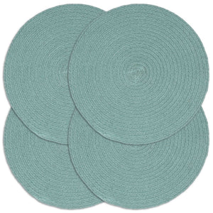 vidaXL Placemats 4 pcs Plain Green 38 cm Round Cotton