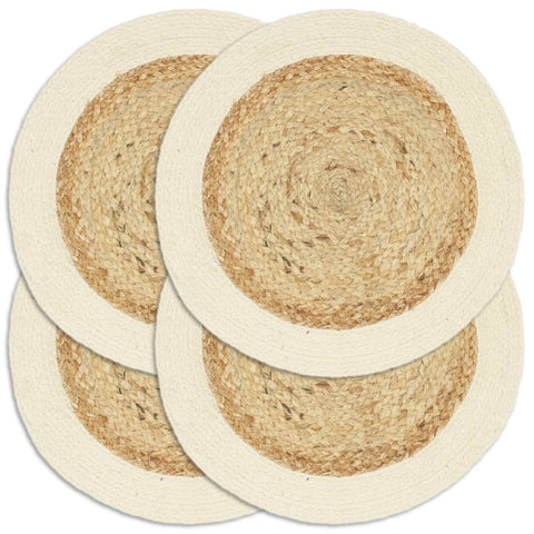 vidaXL Placemats 4 pcs Plain Natural 38 cm Round Jute and Cotton