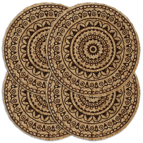 vidaXL Placemats 4 pcs Dark Brown 38 cm Round Jute