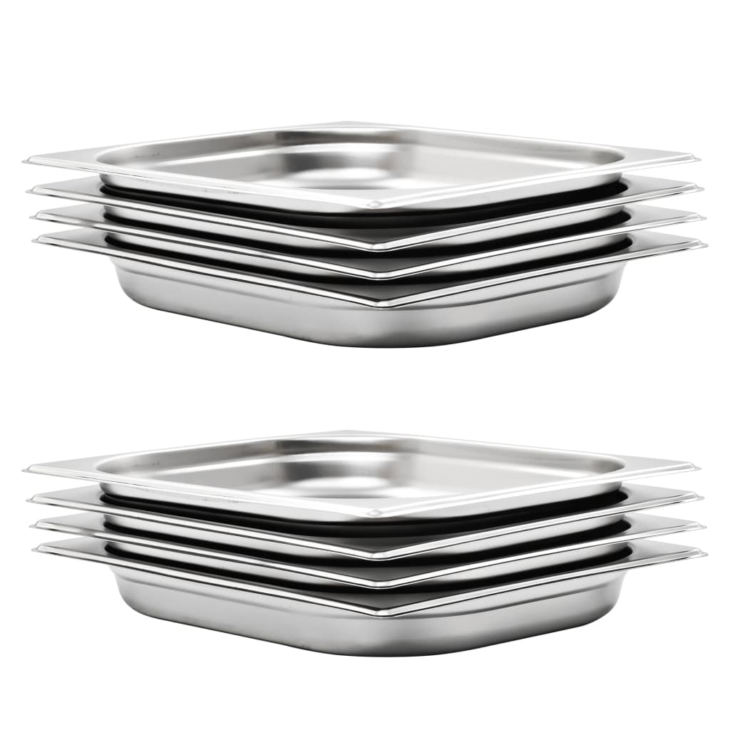 vidaXL Gastronorm Containers 8 pcs GN 1/2 40 mm Stainless Steel