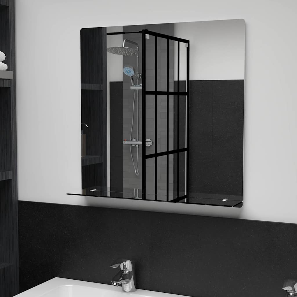 vidaXL Wall Mirror with Shelf 60x60 cm Tempered Glass