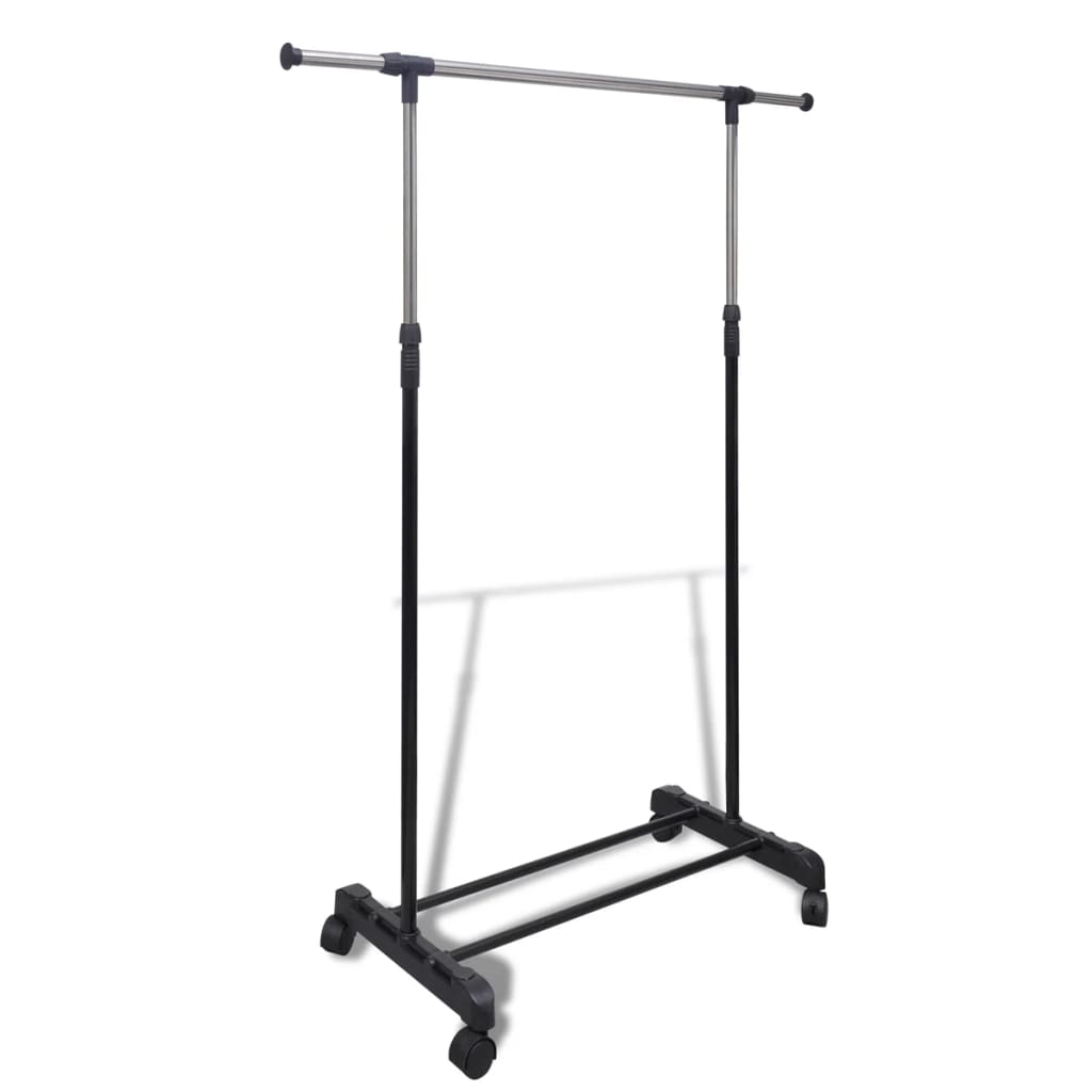 vidaXL Adjustable Clothes Rack 4 Castors 1 Hanging Rail