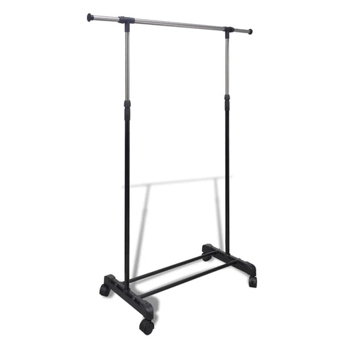 vidaXL Adjustable Clothes Rack 4 Castors 1 Hanging Rail